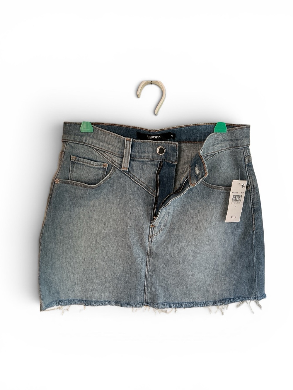 Hudson Women's Front Yoke Raw Hem Denim Light Blue Mini Skirt
